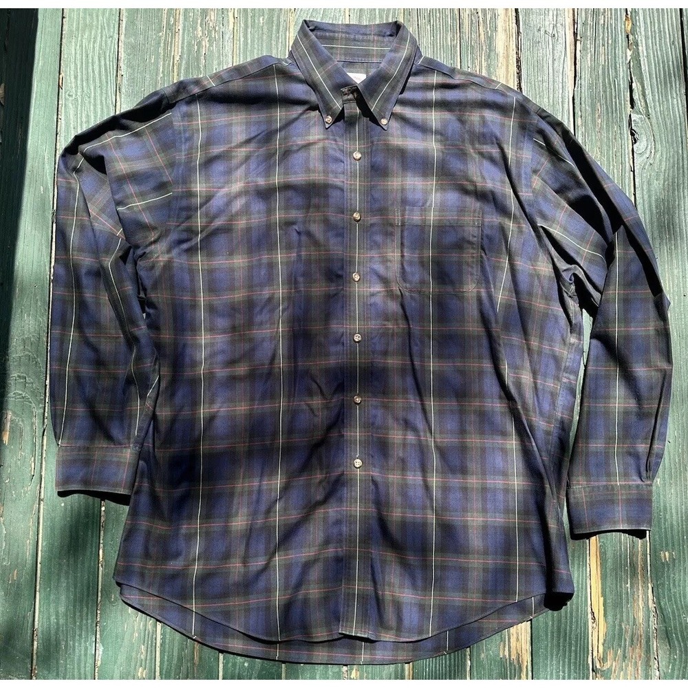 Brooks Brothers Shirt Mens X-large  Button Up Plaid Cotton Vintage